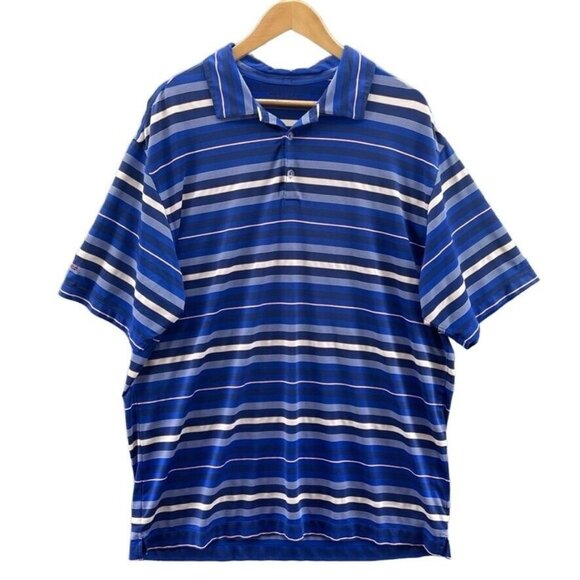 Nike Dri Fit Golf Polo Shirt Mens XL Blue Stripe Polyester Short Sleeve Collared - Picture 1 of 8